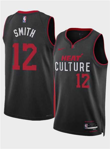 Mens Miami Heat #12 Dru Smith Black 2024 City Edition Stitched Basketball Jersey Dzhi